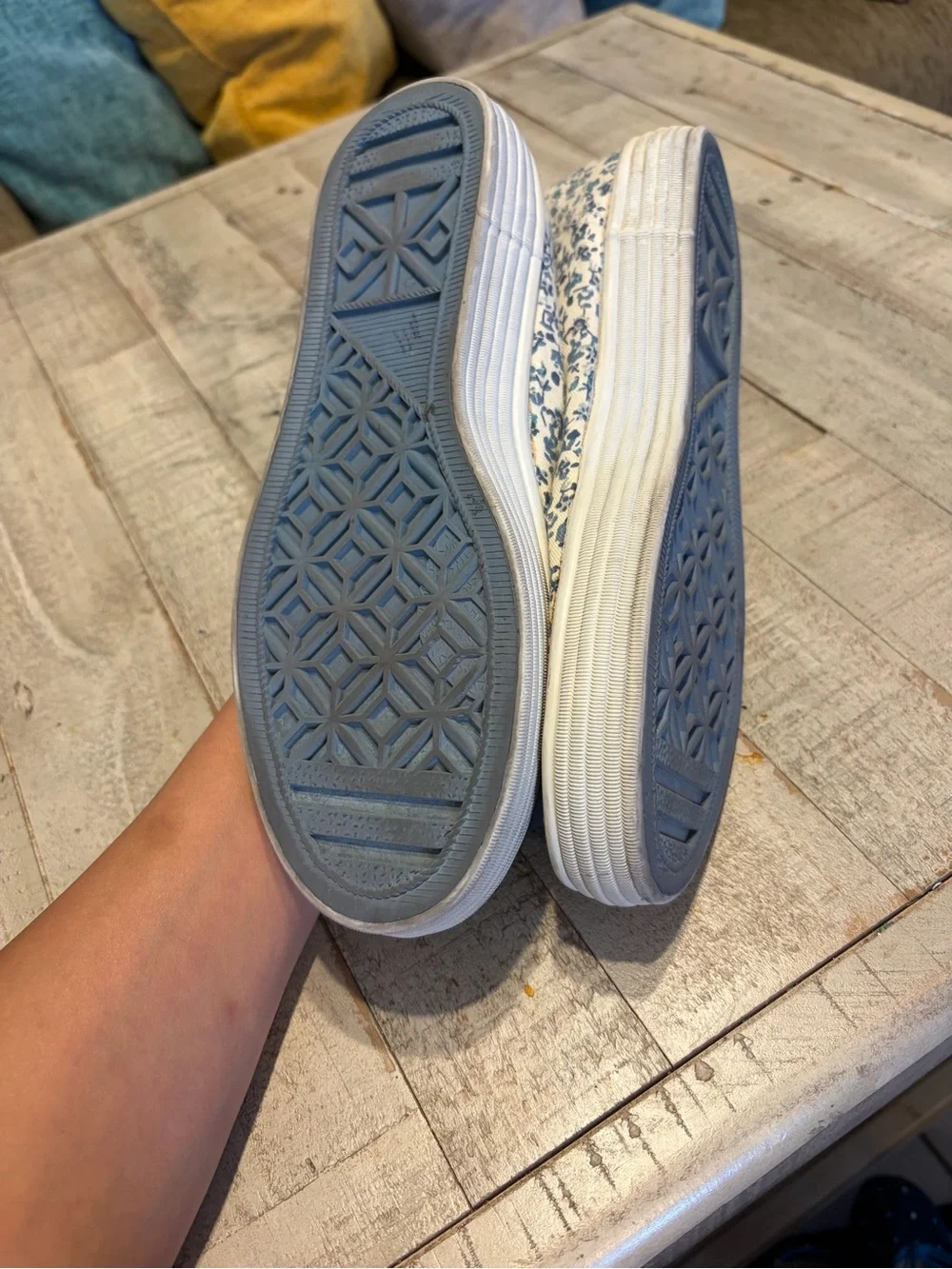 Rampage Blue Floral Canvas Slip-On Flats